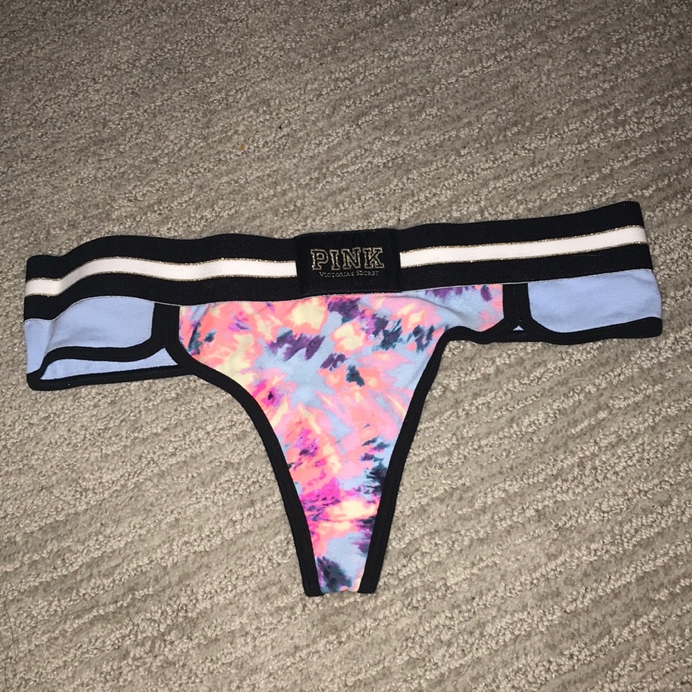 PINK Brand Tie Dye Logo Thongs